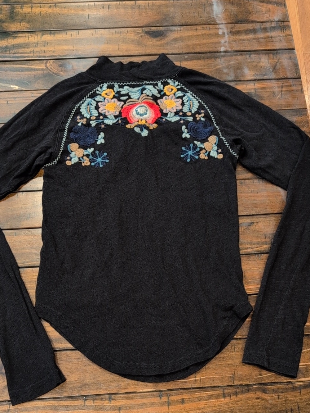Free People Disco Rose Embroidered Long Sleeve Mock Neck - Picture 7 of 8
